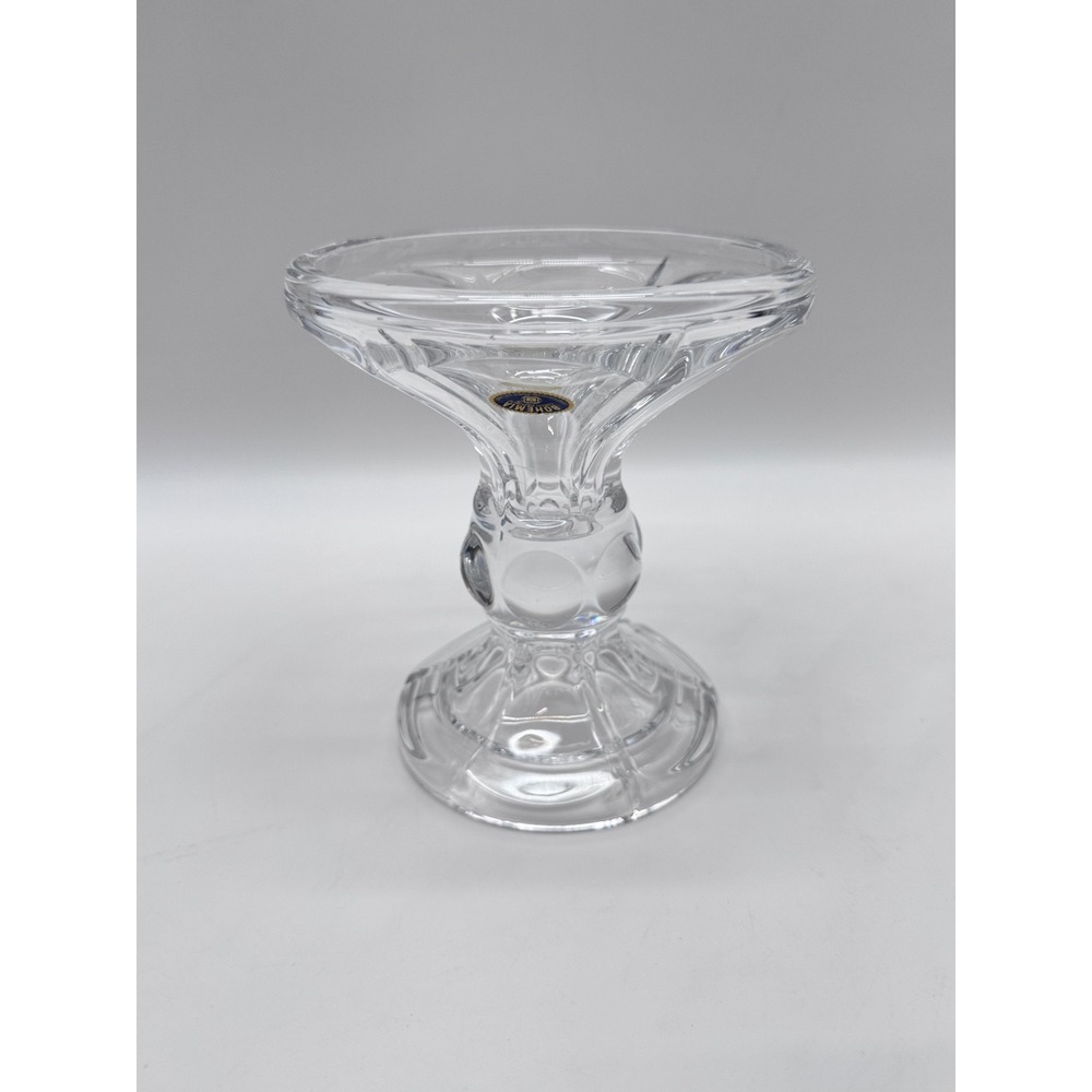 Vintage Bohemia Czech Republic 24% Lead Crystal Pillar and Taper Candle Holder